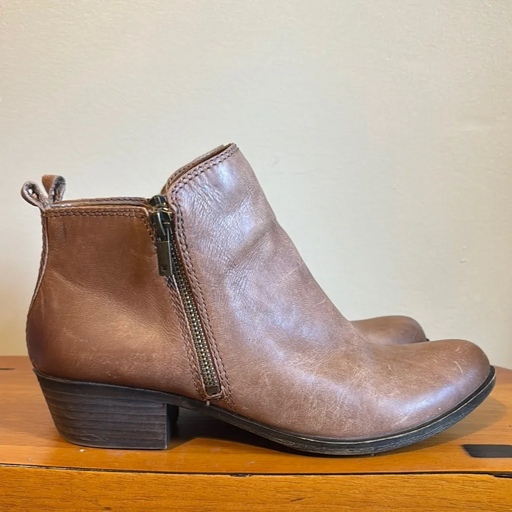 Lucky Brand Brown Ankle Boots with Low Heel - Picture 1 of 6